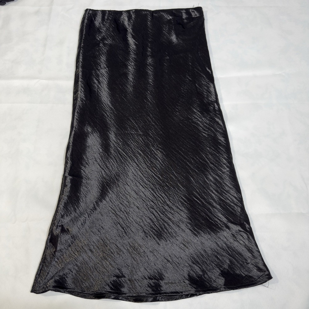 Adrienne M Silky Satin Charmeuse Midi Skirt Luxury Old Money Interview Timeless - Picture 2 of 8